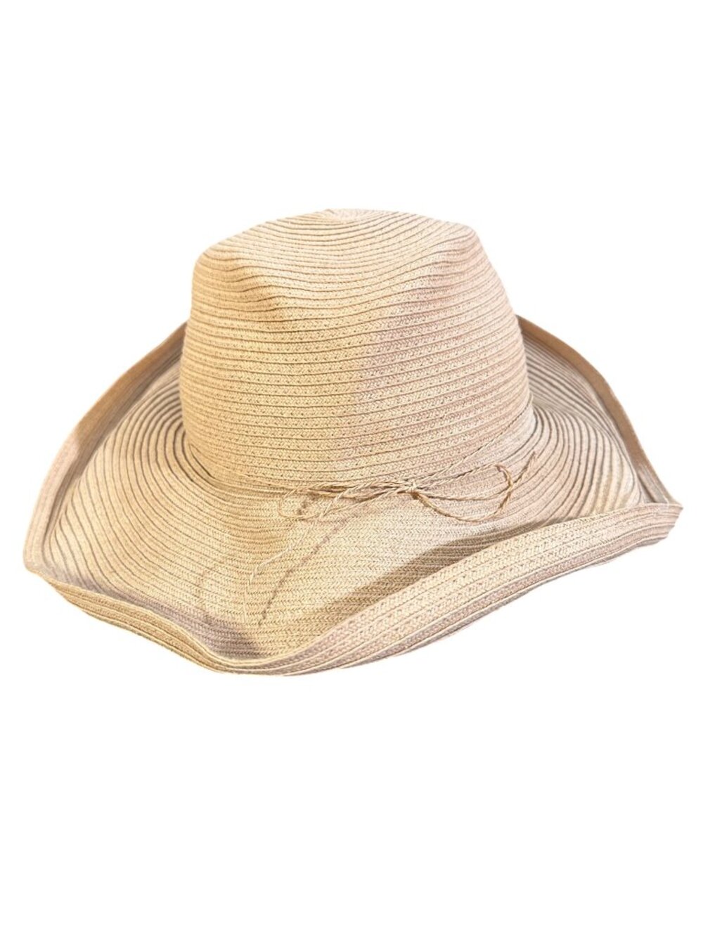 Wide Brim Beige Straw Sun Hat With Floppy Design For Women - Picture 1 of 5